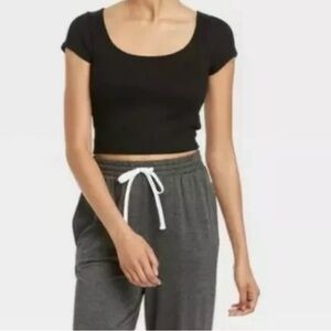 Colsie Ribbed Cropped Top Sz L